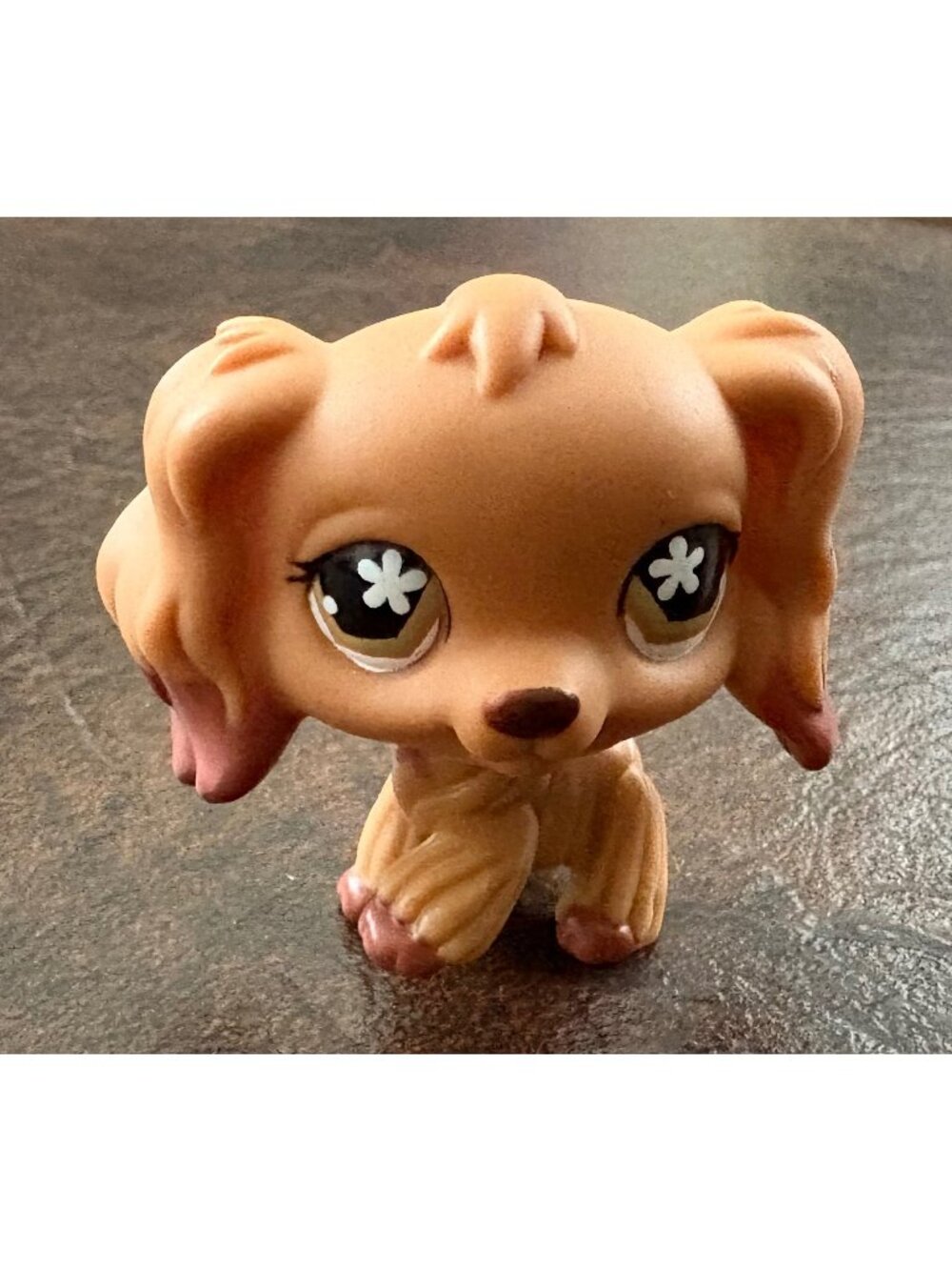 Littlest Pet Shop LPS #716 Tan Spaniel Dog Flower Eyes 2006 Hasbro Rare Figure